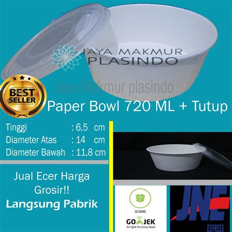 Jual Paper Bowl 720 Ml Tutup Paper Bowl Lid 24 Oz Mangkuk