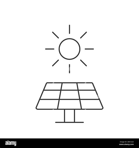 Solar Panel Thin Line Icon Sun As Alternative Electrical Energy