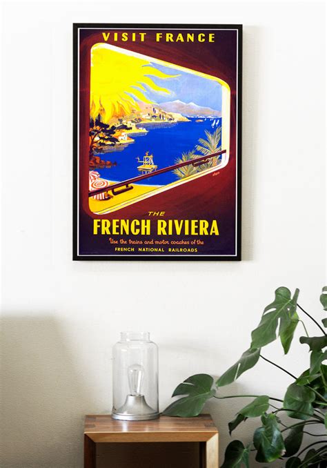 Vintage French Riviera Travel Poster Retro Style Travel Prints