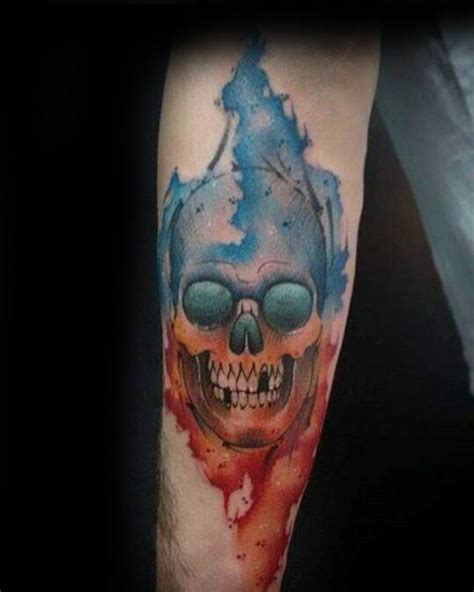 Watercolor Skull Tattoo Designs For Men Colorful Ink Ideas