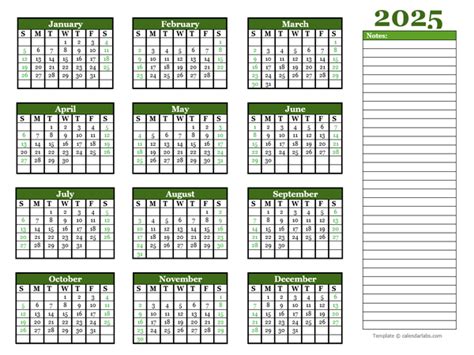 Calendar 2025 Notes Eliza Hermina