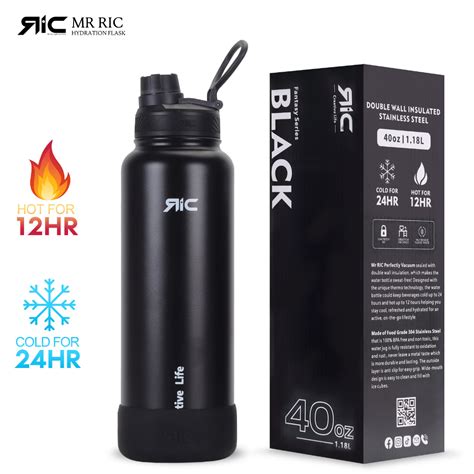 Mr Ric Hydration Flask Spout Lid Wide Mouth Vacuum Leak Proof Stainless