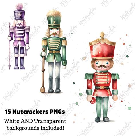 Watercolor Nutcracker Clipart Png Bundle Christmas Card Clipart Cute