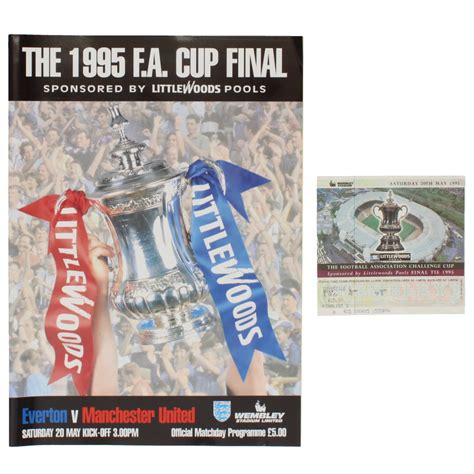 1995 F.A Cup Final Everton vs Manchester United programme and ticket football programme for sale