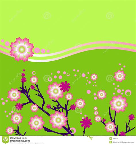 Flores Rosadas En Un Fondo Verde Ilustraci N Del Vector Ilustraci N