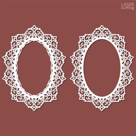 Premium Vector Laser Cut Frame Collection With Swirls Lace Border