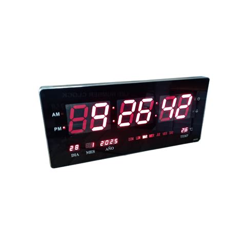 Ripley Reloj Digital De Pared Led 49 X 22 Cm Calendario Temperatura