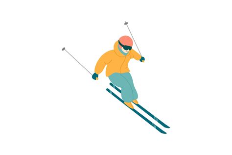 Sports Man Skiing Cartoon Vector Illust Graphic By Pchvector