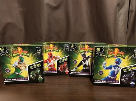 4 PACK Mighty Morphin Power Rangers Battle Bike 50pc Construction Set