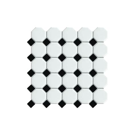 White On Black Octagon And Dot Tiles Octagon Floor Tiles