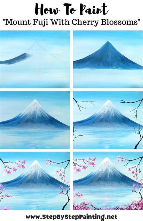 How To Paint Mount Fuji - Step By Step Acrylic Painting | Landscape ...