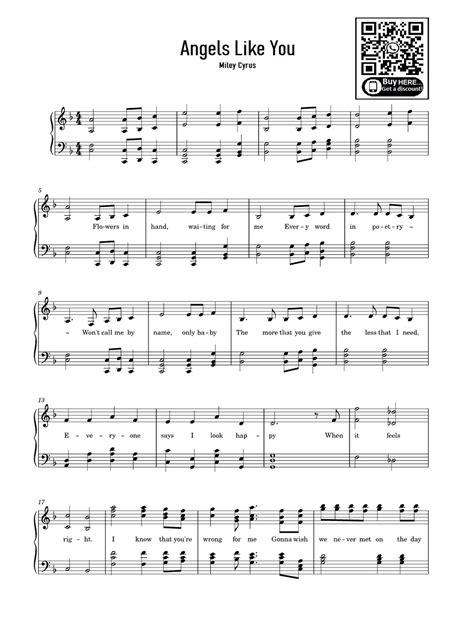 Angels Like You Arr Eduardo By Miley Cyrus Sheet Music For Easy