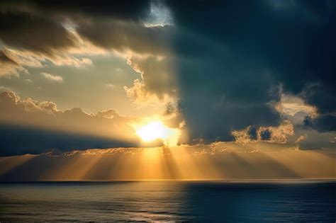 Premium AI Image Happy Sun Bursting Through The Clouds Illuminating A