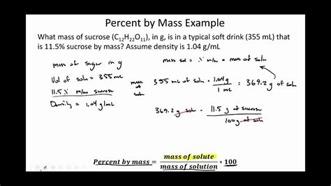 Mass Percent And Volume Percent Calculations Youtube