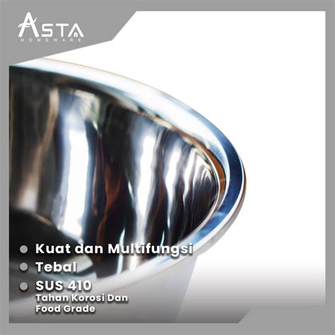 Asta Mixing Bowl Baskom Wadah Makanan Stainless Steel 18 Cm Asta Homeware