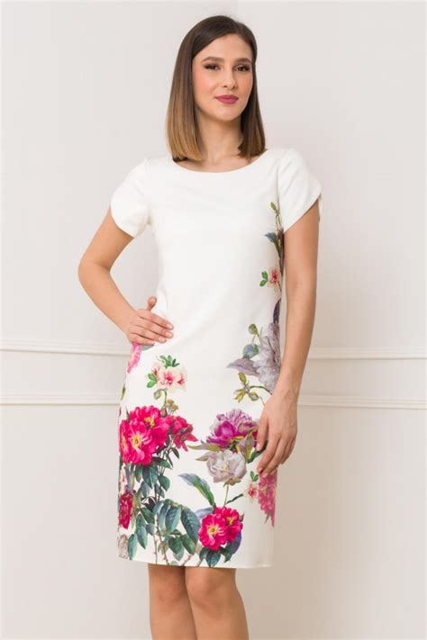 Rochie albă cu imprimeu floral Rochii de zi Leonard Collection