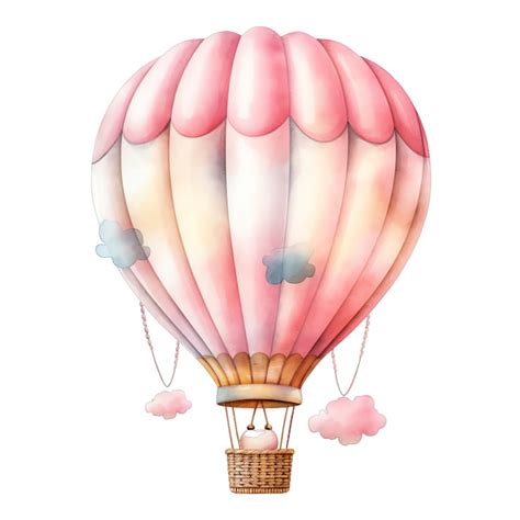 Ilustração em aquarela de balão de ar quente rosa bebê fofo imagem