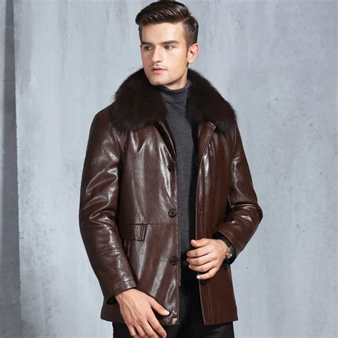 2018 Winter Leather Jacket Men Male Leather Motorcycle Jacket Fur ...