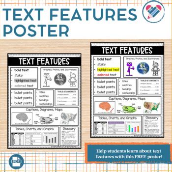 Text Features Poster FREE by Create-Abilities | Teachers Pay Teachers