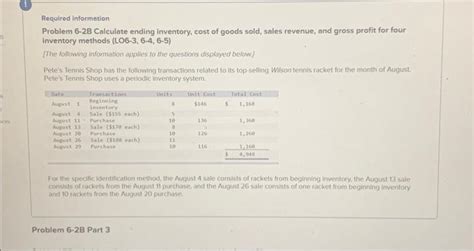 Solved Required Information Problem 6 2B Calculate Ending Chegg