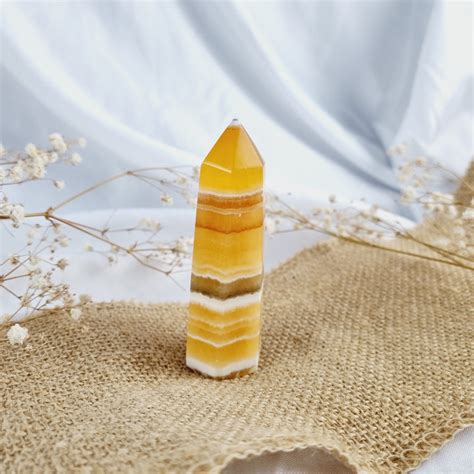 Orange Banded Calcite Tower Pure Lightness