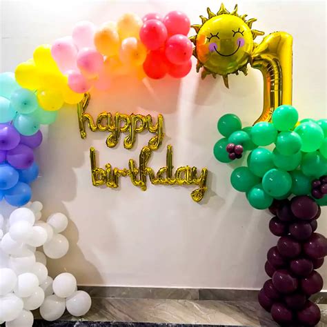 Colourful Rainbow Birthday Decoration Balloon Decoration In Mumbai