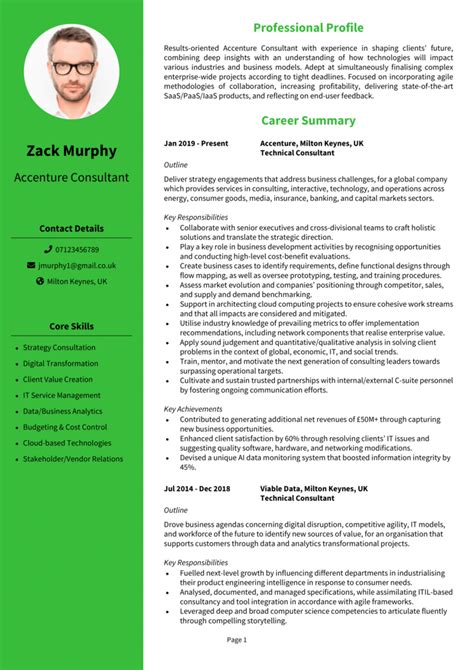 Accenture Consultant Cv Example Guide Win Interviews