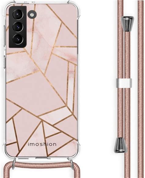 Imoshion Design Hoesje Met Koord Voor Samsung Galaxy S21 Plus Grafisch Koper Roze