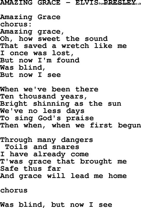 Amazing Grace-Elvis Presley-.txt, by Elvis Presley - lyrics and chords