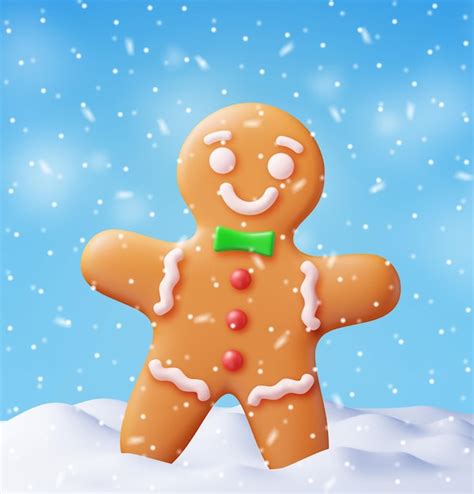 Biscuit De Bonhomme De Pain D Pice De Vacances D Dans La Neige Rend