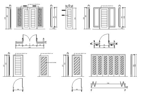 Many Doors Plans Elevations And Sections Cad Block Free - Cadbull F01