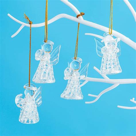 12pcs 24pcs Mini Clear Glass Hanging Angels Tree Ornaments Christmas Nuptio