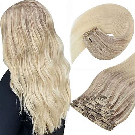 Sunny Clip In Extensions Ombre Platinum Blonde Clip In Hair Extensions Human Hair Ash Blonde To