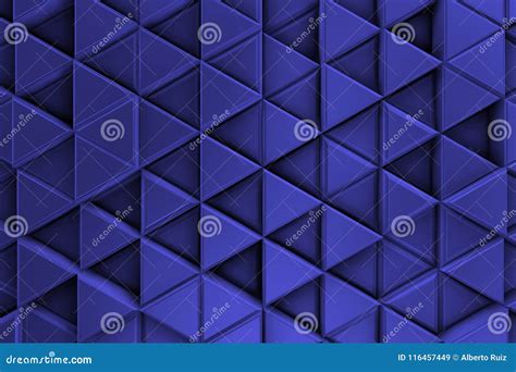 Dark Blue Background With Metalic Triangles And Shadows Stock