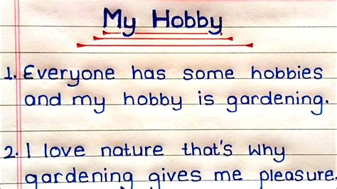 10 Lines On My Hobby Essay On My Hobby In English My Hobby Is