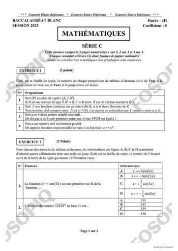 Examen Blanc 2023 Bac C Maths Zone Inconnue By Tehua Pdf