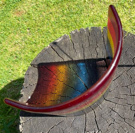 Rainbow Fused Glass Curvecandle Shield Etsy