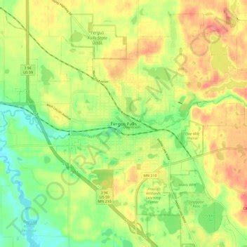 Fergus Falls topographic map, elevation, relief