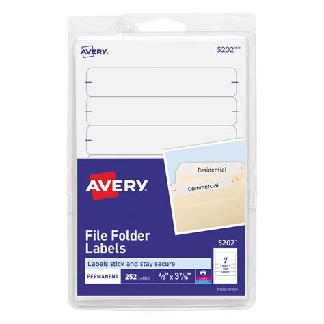 Avery® 5202 11 16 X 3 7 16 White Rectangular Write On Printable 1 3 Cut File Folder Labels