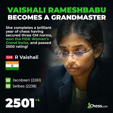 Congrats to Vaishali Rameshbabu on becoming India's 3rd female GM! : r ...