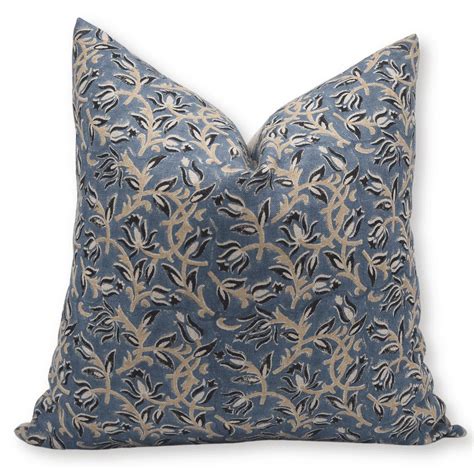 Fabdivine Block Print Throw Pillow Cover 26x26 Inch Thick Linen