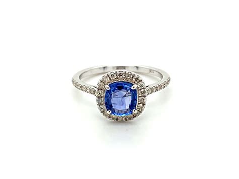 K White Gold Sapphire And Diamond Halo Ring Ctw Ka Jtv