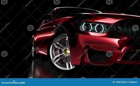 Carro Esportivo Vermelho Em Moto Preto Foto De Stock Imagem De Luxo