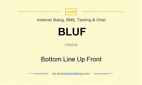 BLUF - "Bottom Line Up Front" by AcronymsAndSlang.com | Emo meaning ...