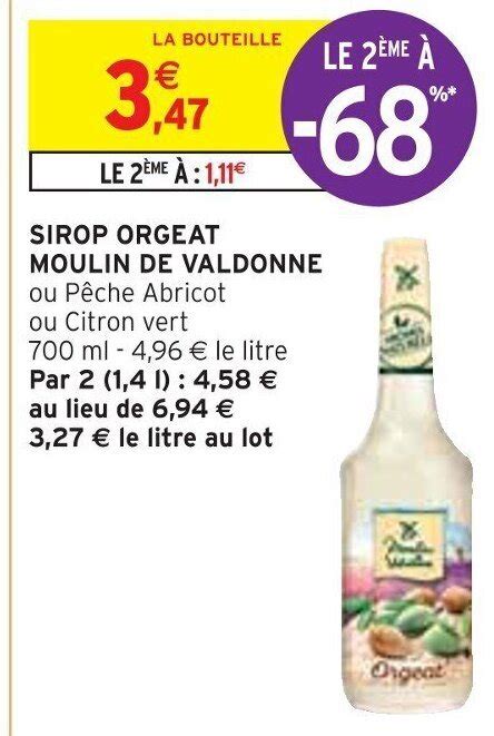 Promo SIROP ORGEAT MOULIN DE VALDONNE chez Intermarché