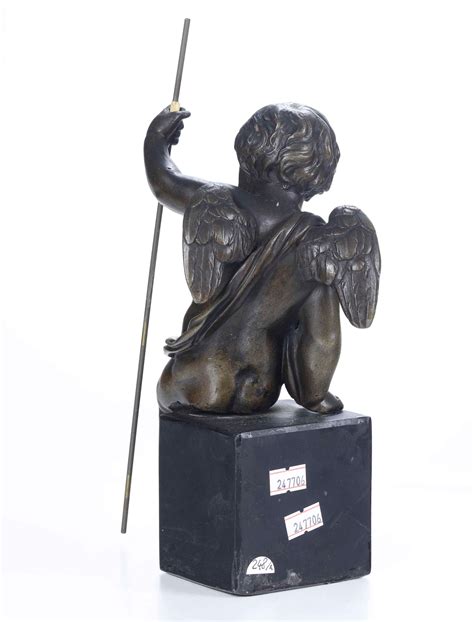 Putto Bronzo Fuso Cesellato E Patinato Fonditore Barocco Del Xvii