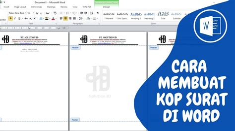 Cara Membuat Kop Surat Di Microsoft Word Youtube