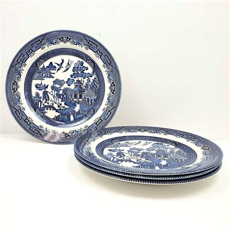 Churchill England Blue Willow Dinner Plates Etsy