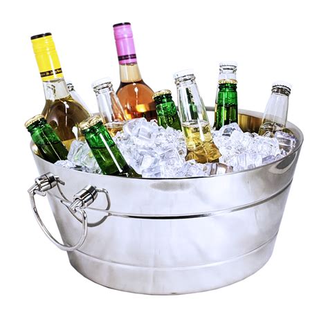 Brekx Stainless Steel Beverage Tub With Handles Insulated Ribbed Drink