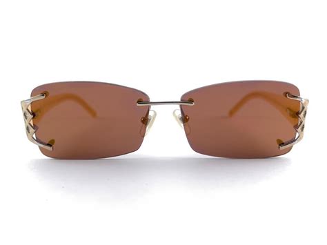 Vintage Versace Rimless Silver Gold Lenses Frame Sunglasses 1990s Made In Italy For Sale At 1stdibs